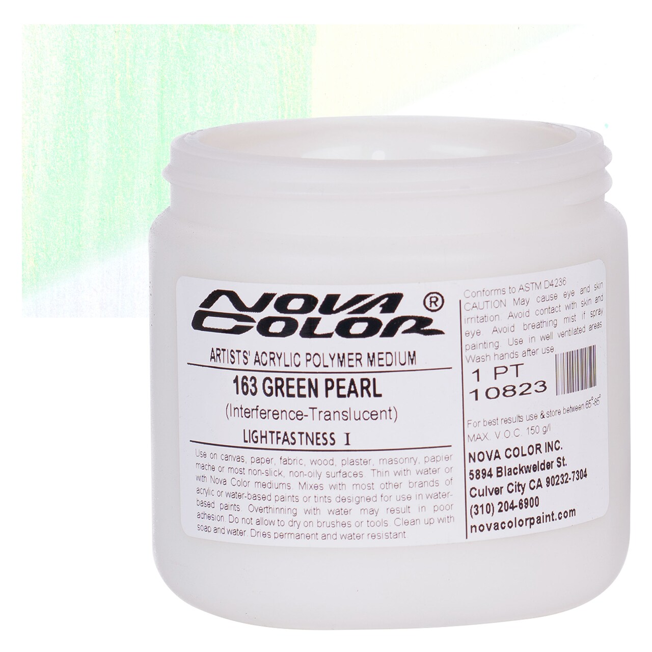 Nova Color Artists’ Acrylic Polymer Paint - Green Pearl, 473 ml Jar